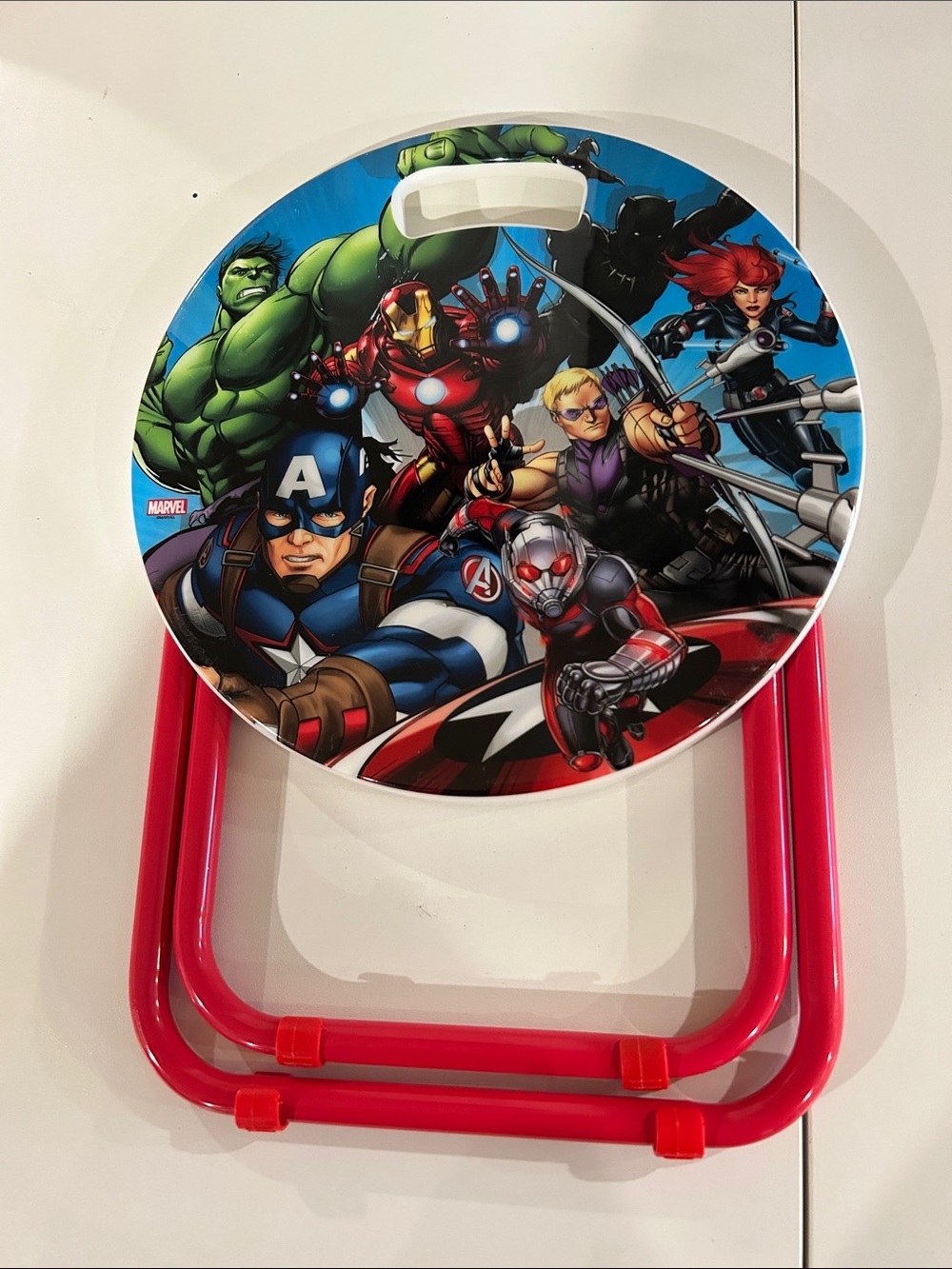 Marvel Avengers Round Kids Stool with Blue Hero Top and Red Legs